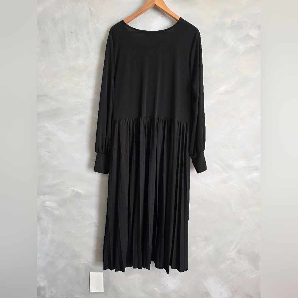 Eloquii Black Midi Dress Knot Front Pleated Skirt Bottom Sz 22 - Picture 7 of 9